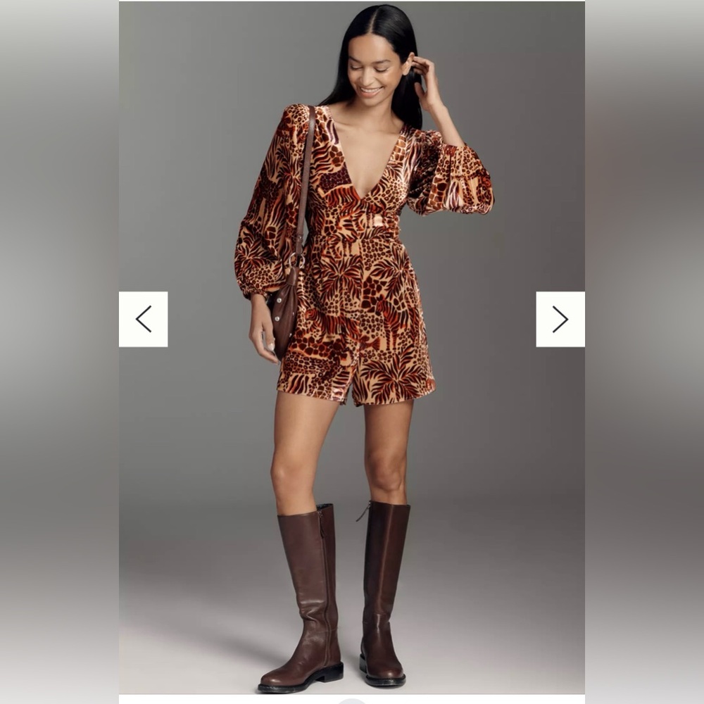 NWT Farm Rio x Anthropologie Animal Print Romper